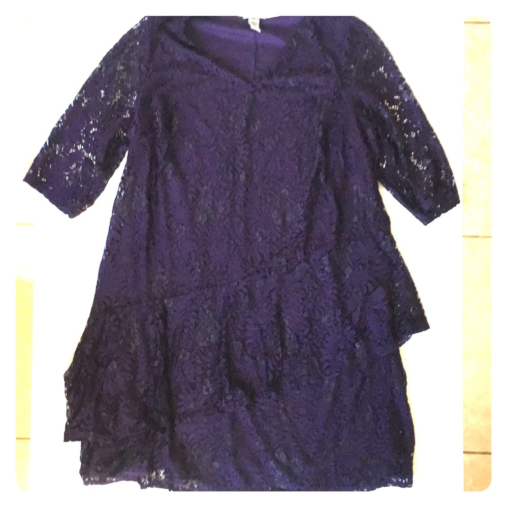 Catherines Plus Size Lace Dress Purple 1X
